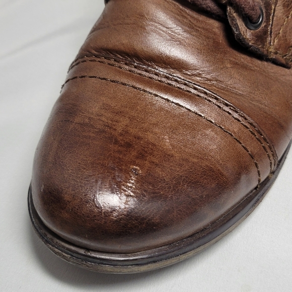 Steve Madden Cablee foldover combat Boots size 6 1/2 brown red zipper - Picture 7 of 11